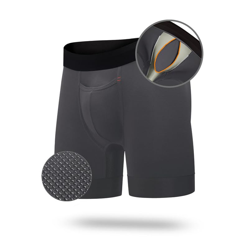 Apex E M F Blocking Boxer Briefs for Men, Patented Ball Pouch Design, Anti Odor Silver Fabric, No Ride Up Legs