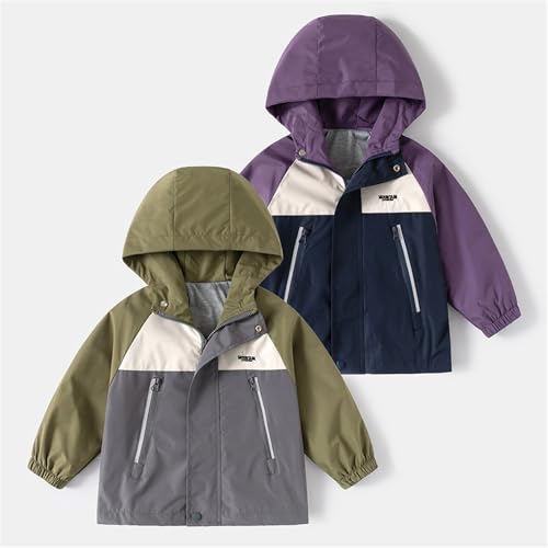 Kids Boys Windproof Hooded Jacket Zip Up Long Sleeve Thickened Lined Outerwear Coats Fall Warm Windbreaker Pockets2
