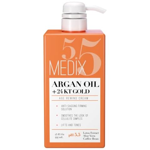 Medix 5.5 Argan Oil Cream with 24kt Gold. Anti-sagging firming cream to reduce the look wrinkles, cellulite, and blemishes. 15oz (15oz) Cover