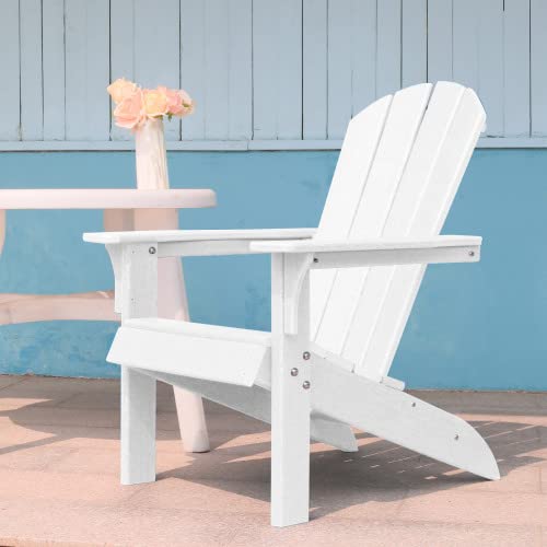 Adirondack Chair, Holder Patio Chairs, Weather Resistant Outdoor Chairs for Lawn, Backyard, Garden, Fire Pit, Plastic Outdoor Chairs (Antique White)