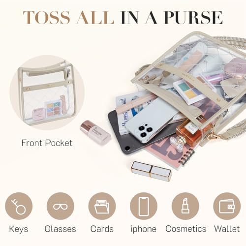 Image of Missnine Clear Crossbody Bags for Women Stadium Approved Clear Purse for Concert Transparent Plastic Bag with Guitar Strap