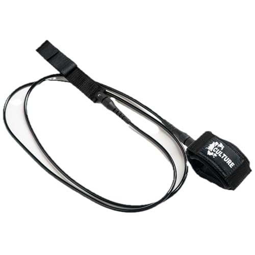 Culture Supply Surfboard Surf Leash (6 Sizes - 5 Colors): 6ft Comp | 6 ft Reg | 7ft | 8ft | 9ft | 10ft (Black, 7ft (7mm Cord)) - Thumbnail 2