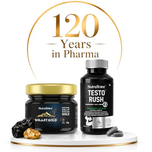 Image of NutraStore Shilajit Gold Resin 20 gm + NutraStore TestoRush 120