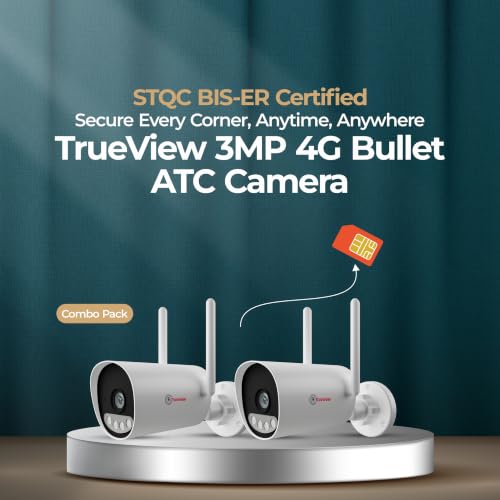 Image of Trueview 3MP 4G Bullet CCTV Camera (Pack of 2) | SIM Based Outdoor Security Camera | 1296P HD | Color Night Vision | Human Detection | IP66 Waterproof | Two-Way Audio | Remote Monitoring