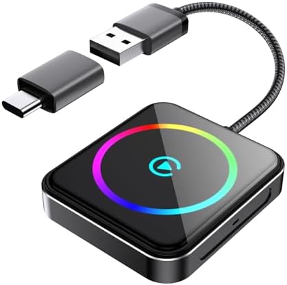Wireless CarPlay Adapter for Apple iPhone, 2-in-1 CarPlay & Andro...