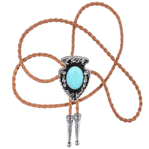 Image of Btilasif Bolo Tie Brown for Men, Scorpion Luminous Stone Cowboy Tie Western Leather Necktie Necklace for Women