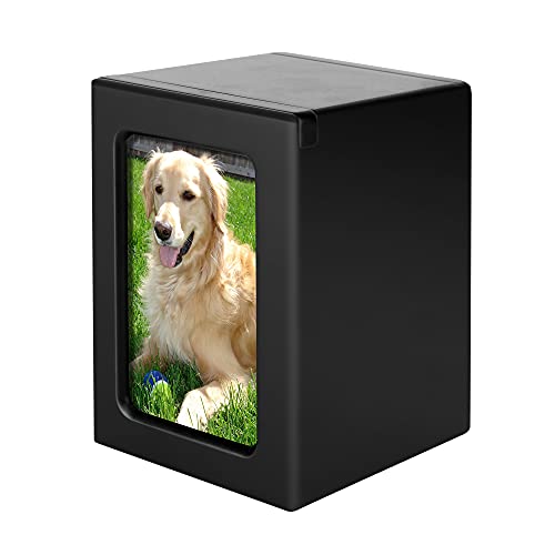 NEWDREAM: Haustier-Einäscherungsbox, Haustierurnen, Box für Hundeasche, Hundeurne, Aschebox für Hunde, geeignet für kleine und mittelgroße Hunde unter 27,2 kg vor dem Tod (Schwarz M) Cover