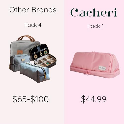 All in One Travel Toiletry Bag, Makeup Bag with Jewelry Compartment and Heat-Resistant Pocket for Hair Tools3