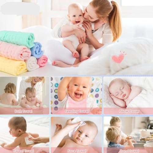 Image of Little Boo Muslin Cotton Face Towels for New Born Baby Extra Soft Hankies Reusable Napkins for Infants Toddlers Baby Care Soft & Absorbent - Pack of 5 (Multicolour)