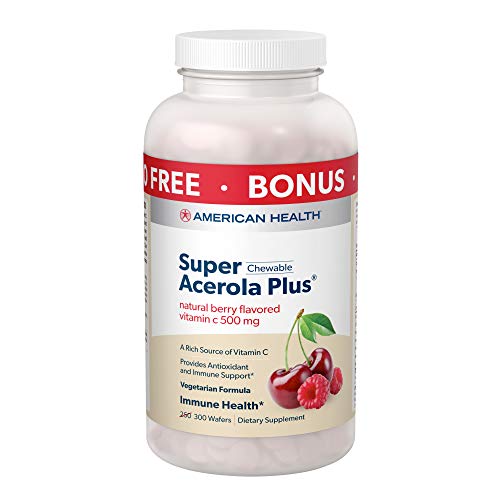 American Health Super Acerola Plus Chewable Wafers, 500 mg, Berry, 250 Count