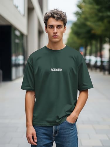 Image of BULLMER Trendy Front and Back Printed Oversized Round Neck T-Shirt for Men - Pack of 2
