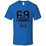 CarGeekTees 1969 Dart Grill View with Year and Model Name White T Shirt XL Royal Blue