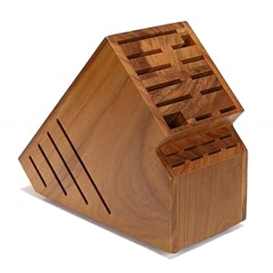 Teak-Wood-Knife-Block-Holder-without-Knives-20-Slot-Large-Universal-Wooden-Knife-Block-Organizer-with-Wide-Slots-and-Secure-Stand-Countertop-Butcher-Block-for-Kitchen-Storage Teak Wood Knife Block Holder without Knives