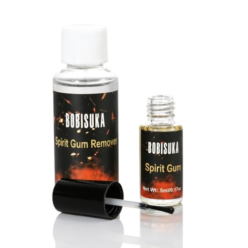 BOBISUKA Spirit Gum Adhesive and Remover Kit - 5ml Spirit Gum + 30ml SFX Makeup Remover Professional Prosthetic Make Up Glue for Halloween Stage Cosplay Special FX (0.17oz + 1.01 oz)