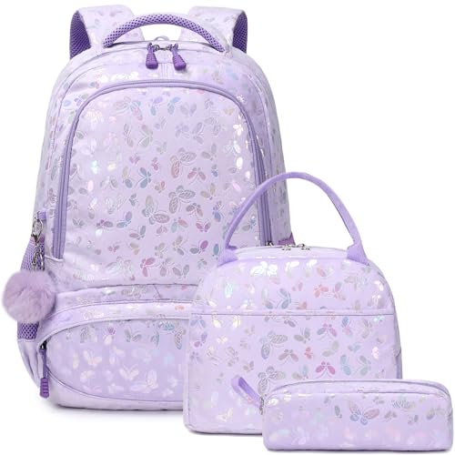 Kimwadalh Cartable Fille Papillon Sac à Dos Primaire...