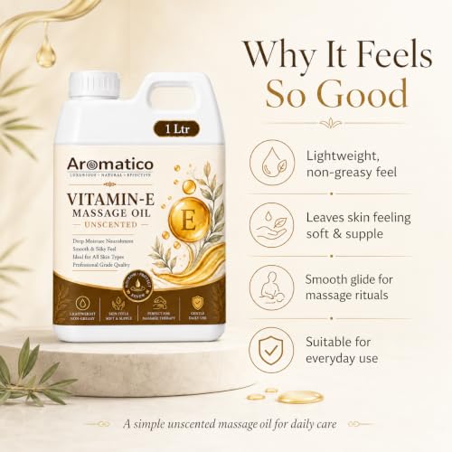 Image of AROMATICO Vitamin E Massage Oil 30,000 IU | Vitamin E Oil for Skin 1 Ltr