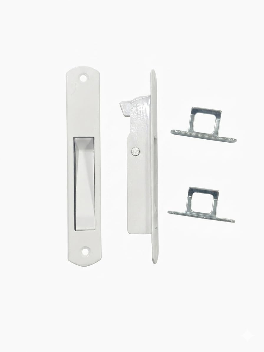 Aluminium Upvc Touch Lock for UPVC Sliding Windows Pack of 1 Pair Touch Keypad (Left and Right) (2pcs) with 2pcs Keep, White-image-3