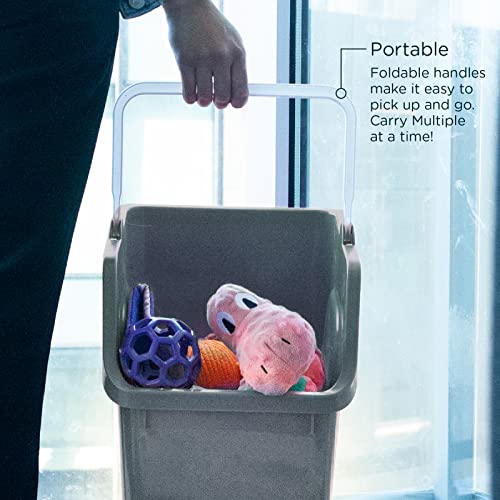 Good Natured Handy Tote Organizer, 6 Gallon / 25 Liter – Stackable Storage Bin With Handle For Kitchen, Closet, Garage, Bathroom Or Classroom – Plant Based, Bpa-Free Storage Basket In Graphite #TOP3