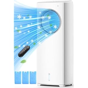 32 INCH Evaporative Air Cooler, Windowless Swamp Cooler Air Conditioner w/Sleep/Natural/Normal/Cool Mode, 3 Speeds, Remote & Smart Timer for Auto-Off, Bladeless Portable Air Cooler for Room