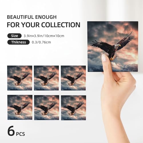 Dessous de verre en céramique aigle ciel lot de 6 avec support chic