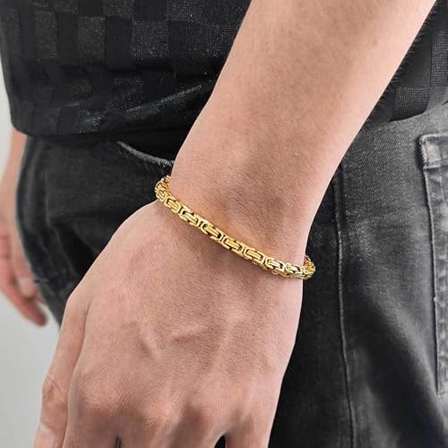 Byzantine Bracelet Suitable for Men and Women 18K Gold Bracelet Fashion Accessories 4mm Mesh Bracelet Birthday/Valentine's Day/Christmas Gift3