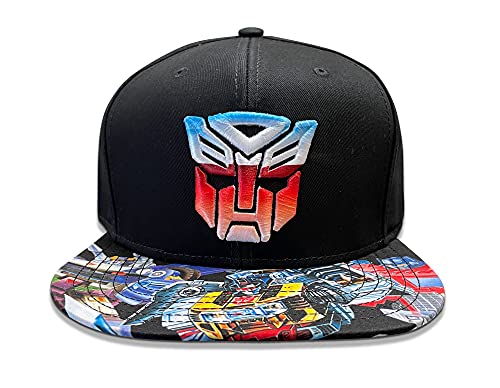 Transformers Autobots Color Shield Retro 80's Cartoon Embroidered and Printed Snapback Hat Snapback Cap Hat Black