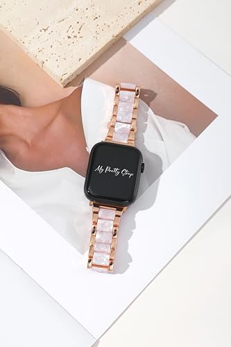 Image of My Pretty Strap - Compatible Apple Watch Band Strap, Stainless Steel Fashion iWatch Replacement Strap- Easy Resizing, No Tool Needed, Fits Most Wrists- Series 1-11, SE and Ultra