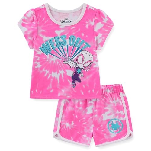 Marvel Spider-Gwen Ghost Spider Girls Short Sleeve T-Shirt and Shorts Set for Toddler to Big Kids