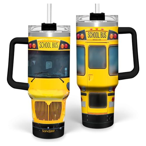 SANDJEST School Bus Driver Gift, 40oz Stainless Steel Insulated Coffee