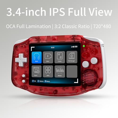 Image of RG34XX Retro Handheld Game Consoles rg34xx Classic Retro Gaming Console 64G Card Preloaded Games 5000+ Portable Gaming Console Linux 64-bit 3500mAh Battery WiFi Bluetooth HD and TV Output red