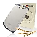 Generic Küchenliebling Schneidebrett 35 x 21 cm | umweltfreundlich | rutschfest | mit Saftrille und Griff zum Aufhängen | spülmaschinenfest | antibakteriell und BPA-frei | beige