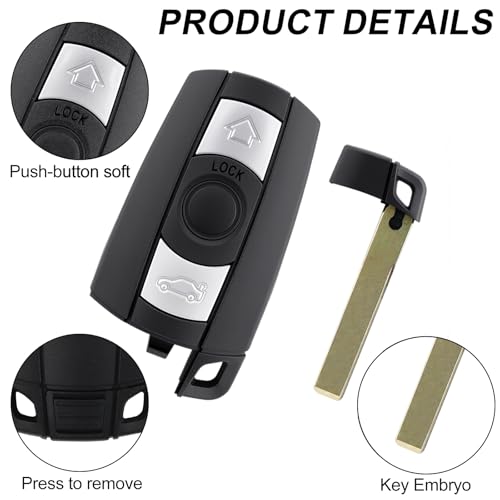 KingYH 2 Piezas Carcasa de Llave de Coche con Batería VL2020 Carcasa de Llave de Control Remoto de 3 Botones y Llavero para B-W Series1 2 3 5 6 X1 X5 E81 E82 E87 E88 E89 E90 E91 E92 E93 - imagen 3