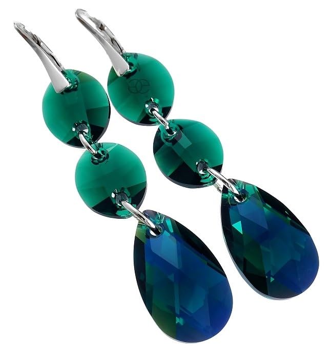 Boucles d'oreilles émeraude pendantes en argent, le cadeau idéal pour elle