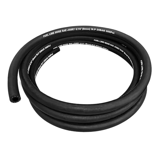 ENGINEMAN 5/16 Inch (8mm) ID Fuel Line Hose 10FT NBR Rubber Push Lock Hose High Pressure 300PSI for Automotive Fuel systems Engines