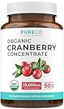 Organic Cranberry Extract Capsules - Super 50X Potency Cranberry Pills for Women to Support Urinary Tract Bladder and Kidney - Vegan Non-GMO USDA Organic & North American Sourced (4 Month Supply)