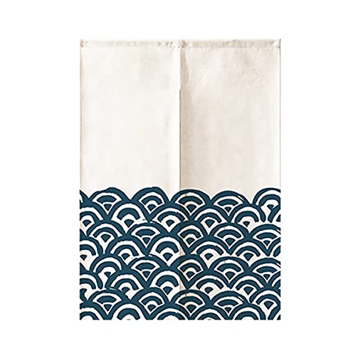 Hiseng Cortina de Puerta Japonesa Noren para Decoración del Hogar, Tapiz Cortina de Partición Dormitorio Kitchen Shop Restaurante Separador de Puerta (Ondulación Curva,85x120cm)