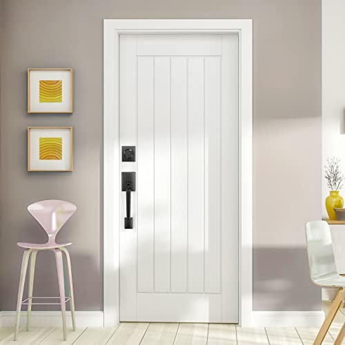 Brightify Black Front Door Handle, Matte Black Exterior Door Handle With Door Lever, Modern Front Door Lock Set, Adjustable Deadbolt Lock Set With Single Cylinder, Reversible For Right&Left Handed #TOP5