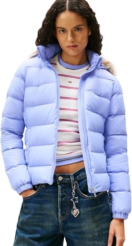 Tommy Jeans Women's Basic Hooded Down Puffer Jacket, Purple (Vintage Iris), M