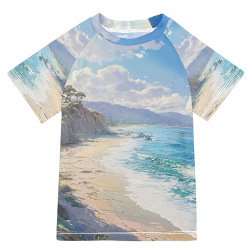 California's Sunny Beaches Girls Bathing Suit Sun Protection Football Shirt Swimwear Beach Tops 3T