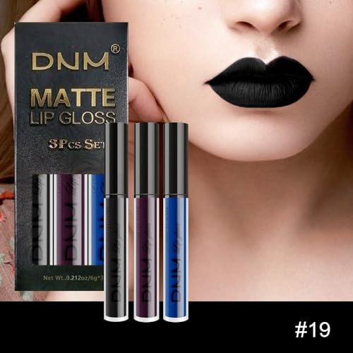 Evpct 3Pcs Dark Blue Black Purple Matte Lip Liner And Liquid Lipstick Stain Makeup Set Long Lasting Smudge Proof Dnm Permanent Lipstick 24 Hours Original 24H Lip Liner thumb #6