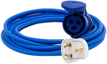 Blue Artic Mains Power 13Amp UK Plug to 16Amp IP44 240v Coupler Fly Lead (1 Metres)