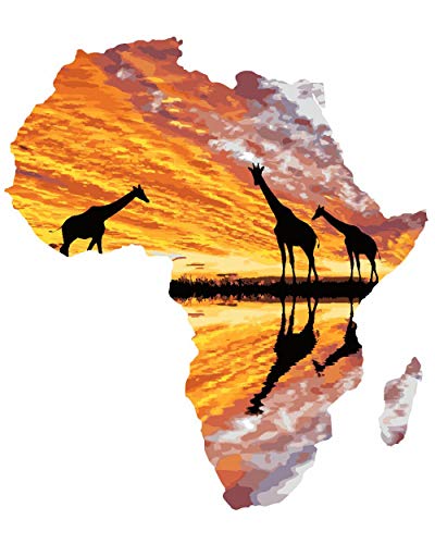 Diamond Painting Kits for Adults, DIY 5D Round Full Drill Art Perfect for Crystal Rhinestone Diamond Diamond Art Paint with Diamonds Arts Craft - Sunset Giraffe,16 x 20 inch