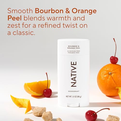 Image of Native Aluminum Free Deodorant, Bourbon & Orange Peel, Large Size Stick, 72 Hour Odor Control, for Women & Men, Contains Naturally Derived Ingredients, 3.1 oz