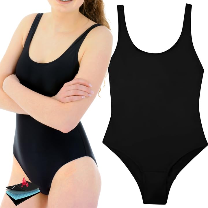 Waterproof One Piece Swimwear for Teen- Bathing Suits for Girls & Teen- Bikini Swimsuit for Teens in Black - Swimsuits, Bathing Suit (M)