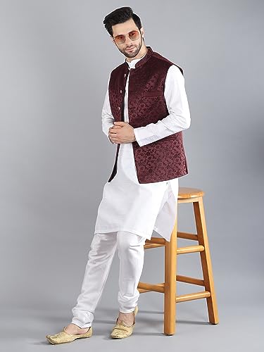 Image of Uri and MacKenzie Men's Silk Blend Kurta Pajama with Designer Ethnic Nehru Jacket /Modi Jacket