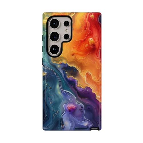 Coque Samsung S24 Ultra art fluide - Style abstrait vibrant et protection rigide brillante