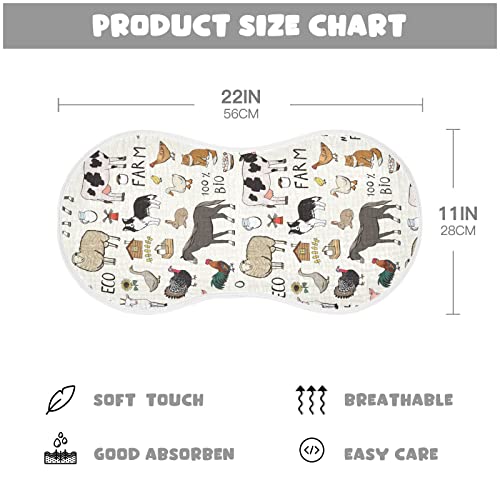 Kigai Farm Animals Muslin Baby Burp Cloths - Super Absorbent and Soft Burping Rags - Cotton Burp Clothes Set for Boys and Girls, 1 Pack3