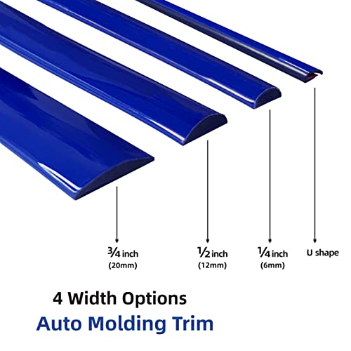 Dark Blue Car Motor Bike Self-Adhesive Exterior And Interior Molding Trim Universal Dashboard Bumper Window Door Body Side Decorative Strip Scratch-Proof (Width: 1/4 Inch (6Mm), 16Ft) #TOP2