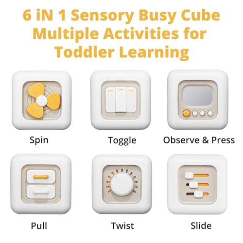 lerrbo Sensory Toys for Toddler 6M+|Travel Toy for Baby|Busy Activity Cube for Fine Motor Skill Learning|Birthday Gift for 1 Year Old(1 PCS)