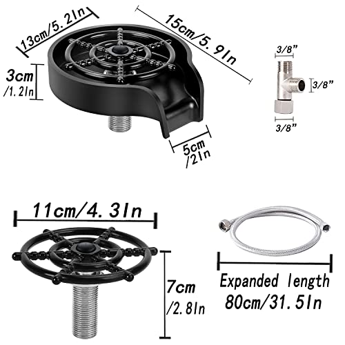 Glass Rinser for Kitchen Sink,Bottle Washer Cleaner 9 Powerful Jets Stainless Faucet Glass Cup Rinser Kitchen Sink Accessories for Home Bar (Black) - Image 2